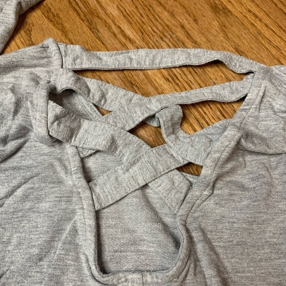 Kersh Grey Lattice Back Tunic Top Long Sleeve Side Slits - Size Large - Picture 4 of 8